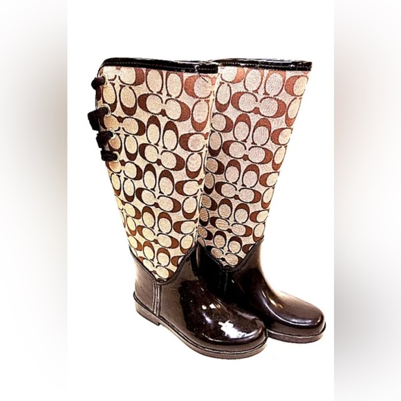 COACH TRISTEE CLASSIC ICONIC SIGNATURE LACE UP CORSET LOGO RAIN BOOTS SIZE 5B - Picture 8 of 8